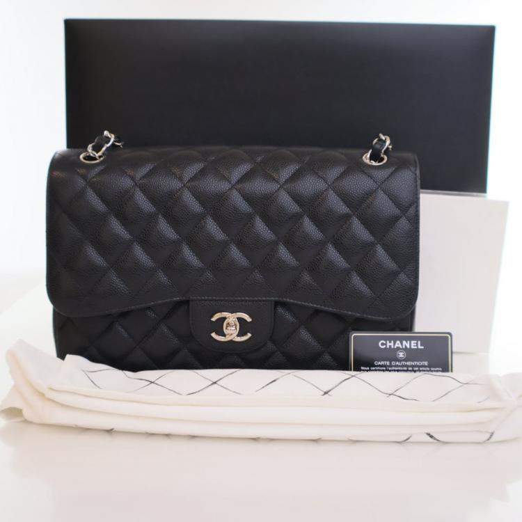Pre Owned Chanel Jumbo Caviar Classic DoubleFlap Bag