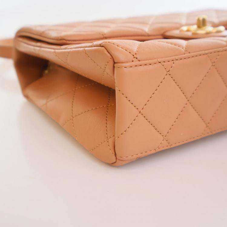 Pre Owned Chanel Lambskin Chaine Lettre Square Flap Bag