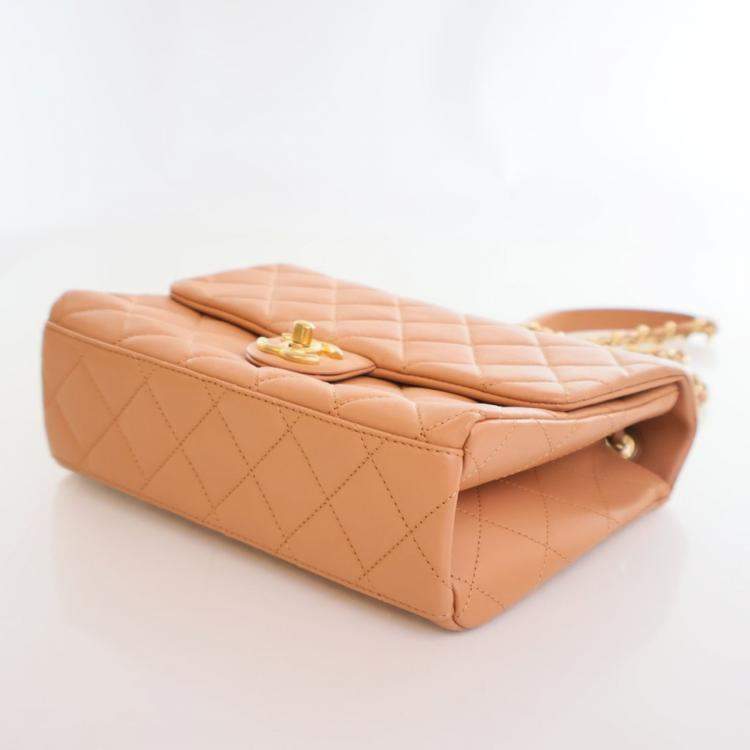 Pre Owned Chanel Lambskin Chaine Lettre Square Flap Bag