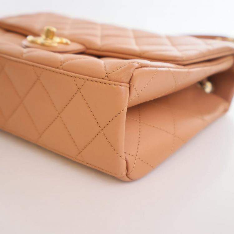 Pre Owned Chanel Lambskin Chaine Lettre Square Flap Bag