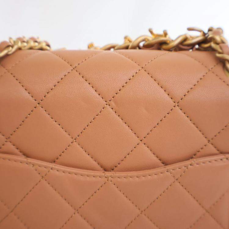 Pre Owned Chanel Lambskin Chaine Lettre Square Flap Bag