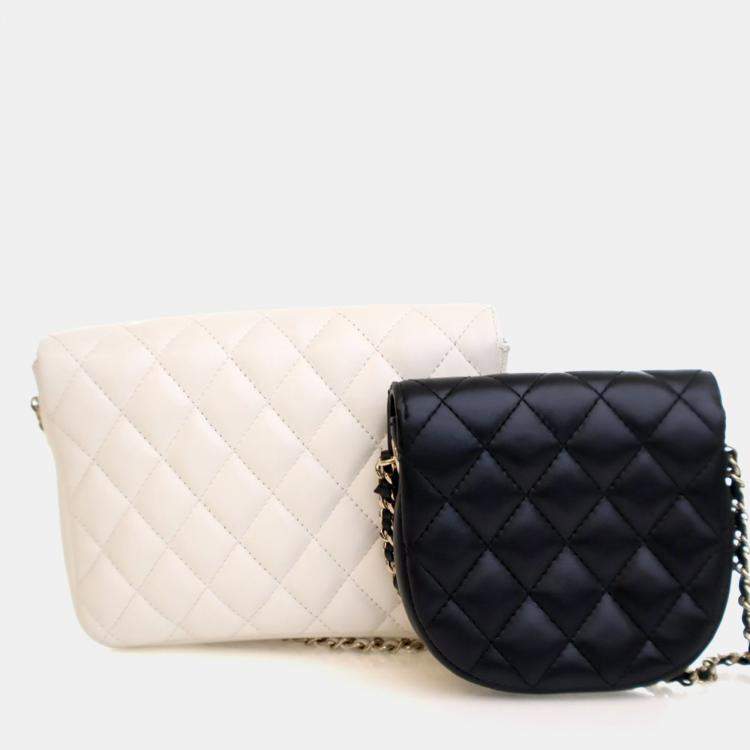 Pre Owned Chanel Lambskin Quilted Side Packs Flap Bag