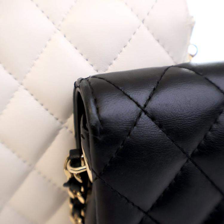 Pre Owned Chanel Lambskin Quilted Side Packs Flap Bag