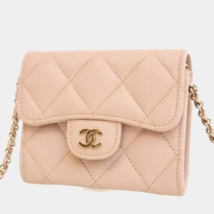 Pre Owned Chanel Caviar Card Holder On Chain