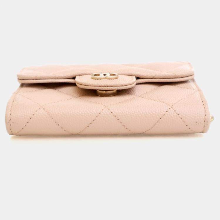 Pre Owned Chanel Caviar Card Holder On Chain