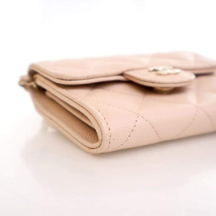 Pre Owned Chanel Caviar Card Holder On Chain