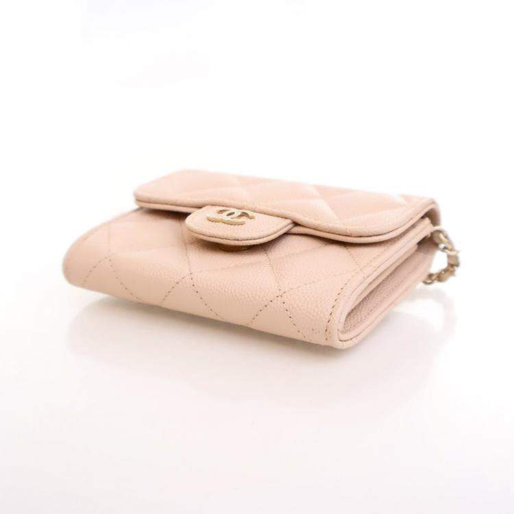 Pre Owned Chanel Caviar Card Holder On Chain