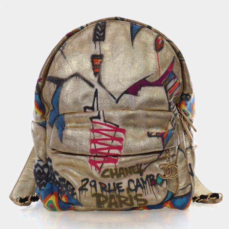 Pre Owned Chanel Canvas Graffiti Backpack