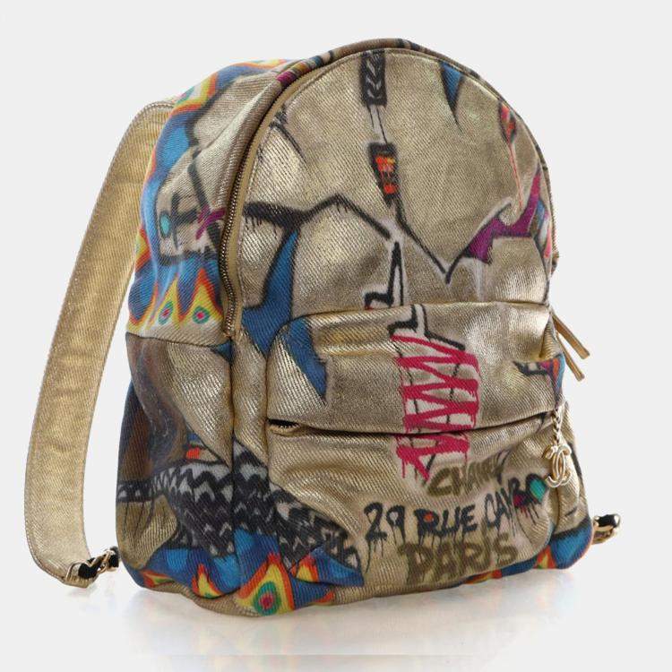 Pre Owned Chanel Canvas Graffiti Backpack