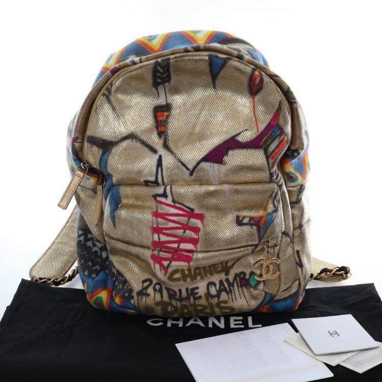 Pre Owned Chanel Canvas Graffiti Backpack