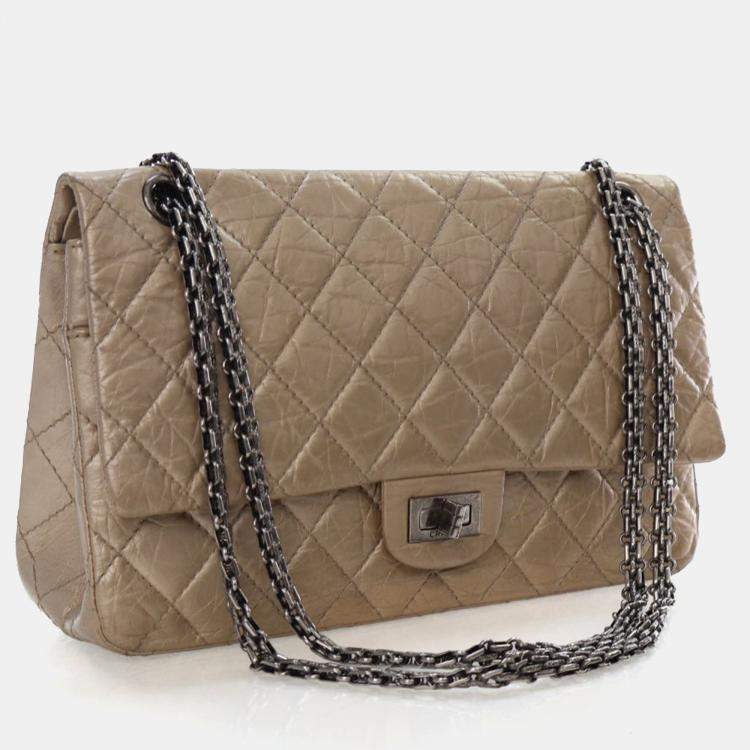 Pre Owned Chanel Crinkled Calfskin Reissue 2.55 Double Flap Bag 226