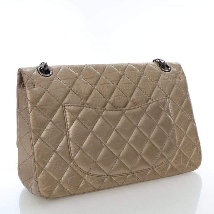 Pre Owned Chanel Crinkled Calfskin Reissue 2.55 Double Flap Bag 226