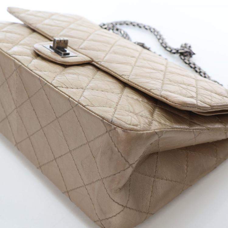 Pre Owned Chanel Crinkled Calfskin Reissue 2.55 Double Flap Bag 226