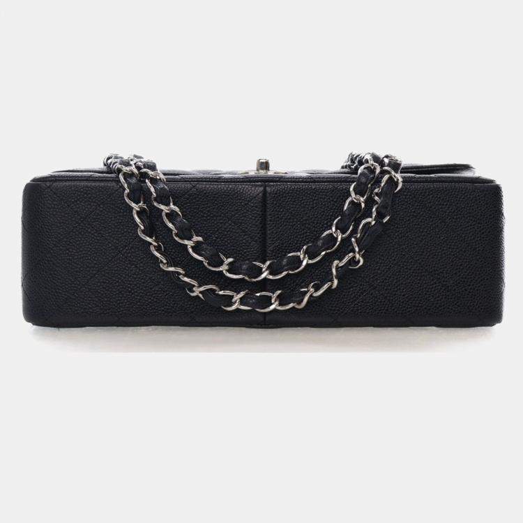 Pre Owned Chanel Jumbo Caviar Classic Double Flap Bag