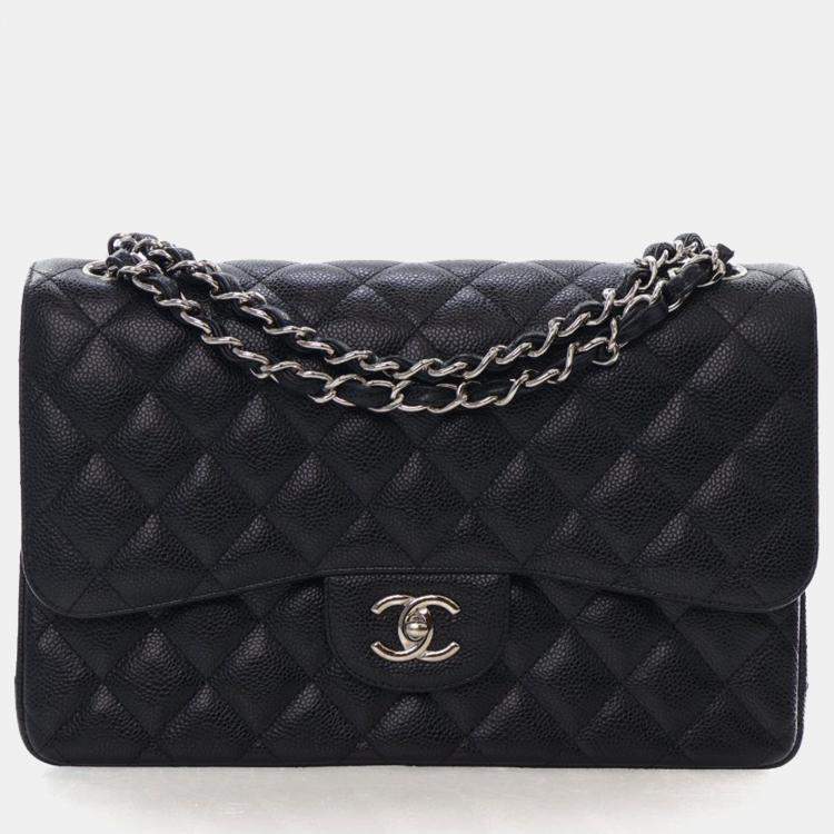 Pre Owned Chanel Jumbo Caviar Classic Double Flap Bag