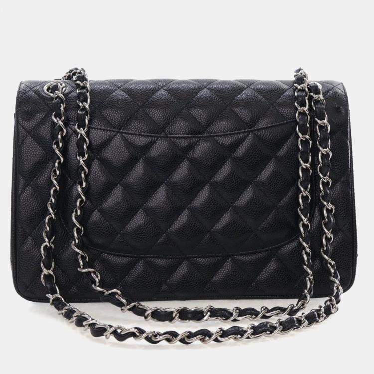 Pre Owned Chanel Jumbo Caviar Classic Double Flap Bag