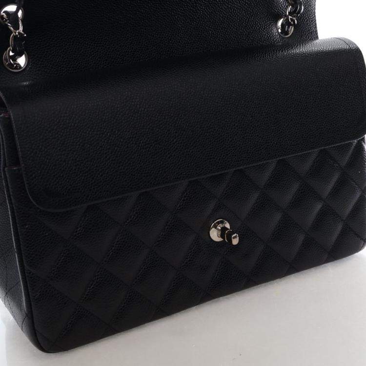 Pre Owned Chanel Jumbo Caviar Classic Double Flap Bag