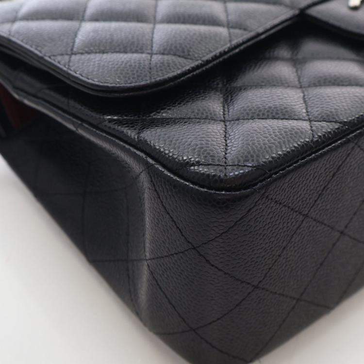 Pre Owned Chanel Jumbo Caviar Classic Double Flap Bag