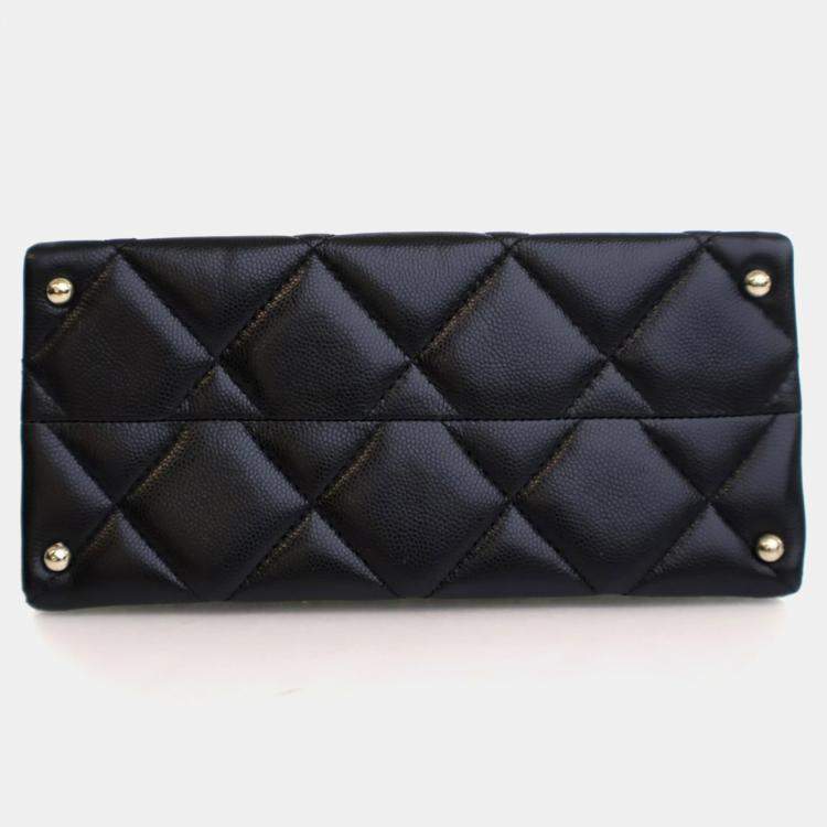 Pre Owned Chanel Mini Black Caviar Retro Twist Top Handle Bag