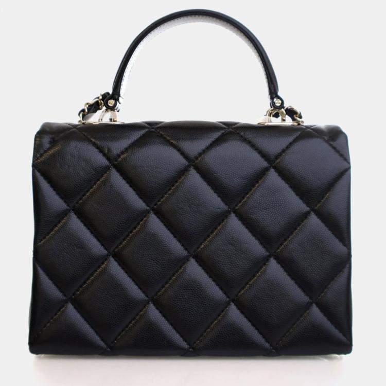 Pre Owned Chanel Mini Black Caviar Retro Twist Top Handle Bag