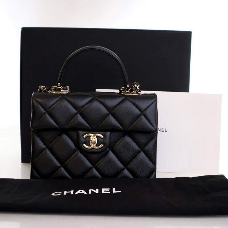 Pre Owned Chanel Mini Black Caviar Retro Twist Top Handle Bag