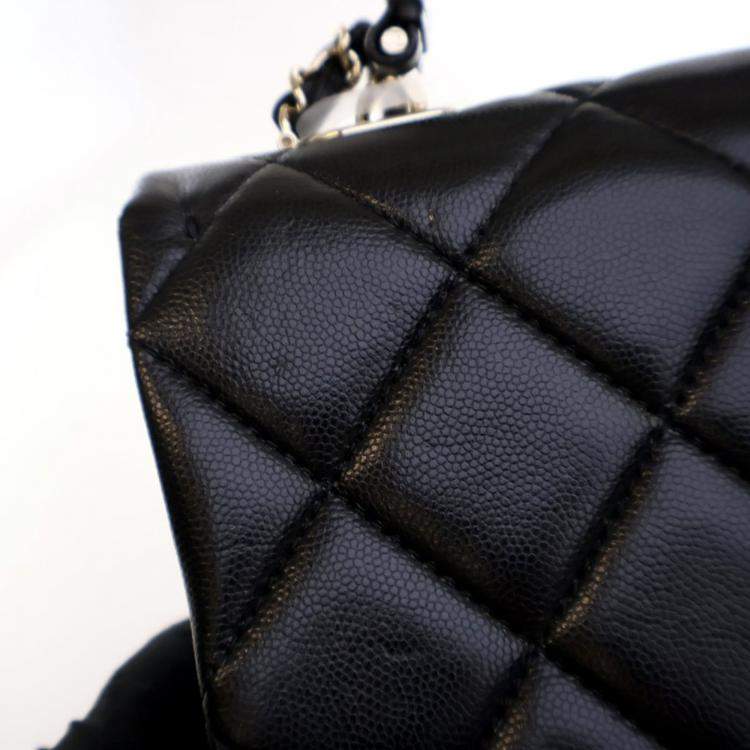 Pre Owned Chanel Mini Black Caviar Retro Twist Top Handle Bag