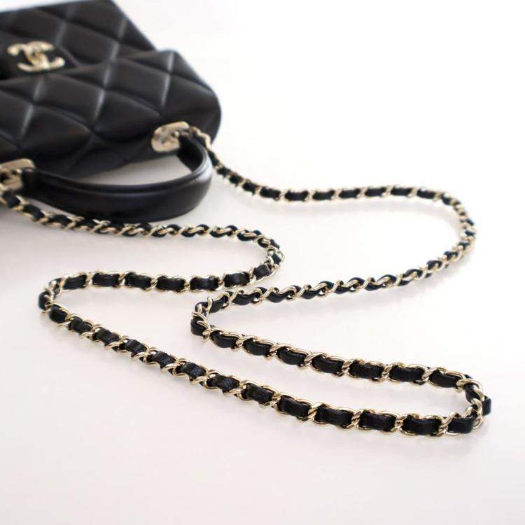 Pre Owned Chanel Mini Black Caviar Retro Twist Top Handle Bag