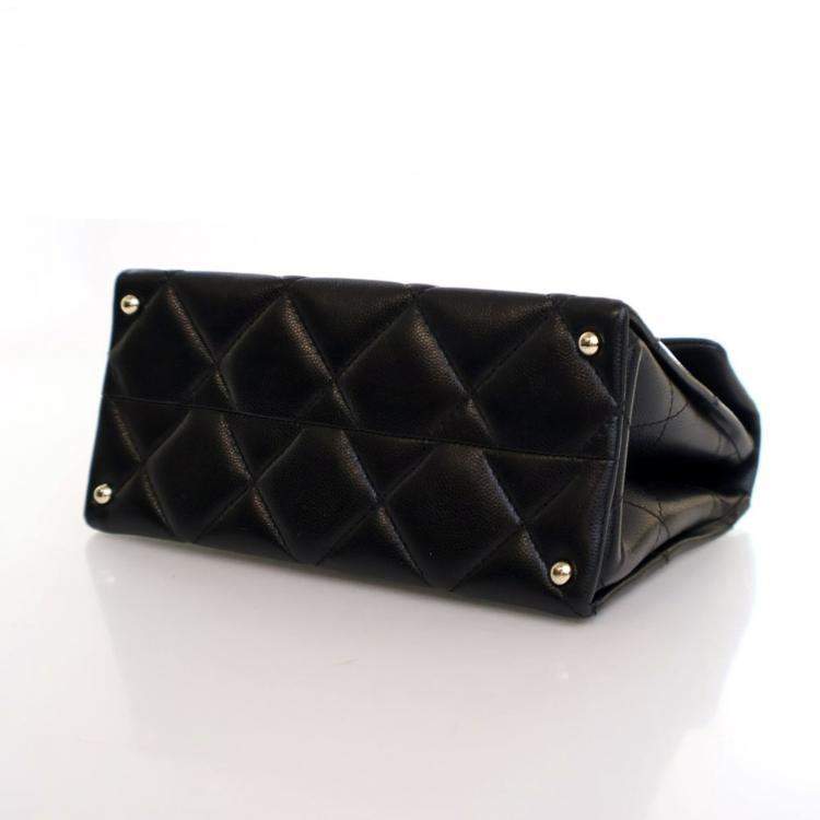 Pre Owned Chanel Mini Black Caviar Retro Twist Top Handle Bag