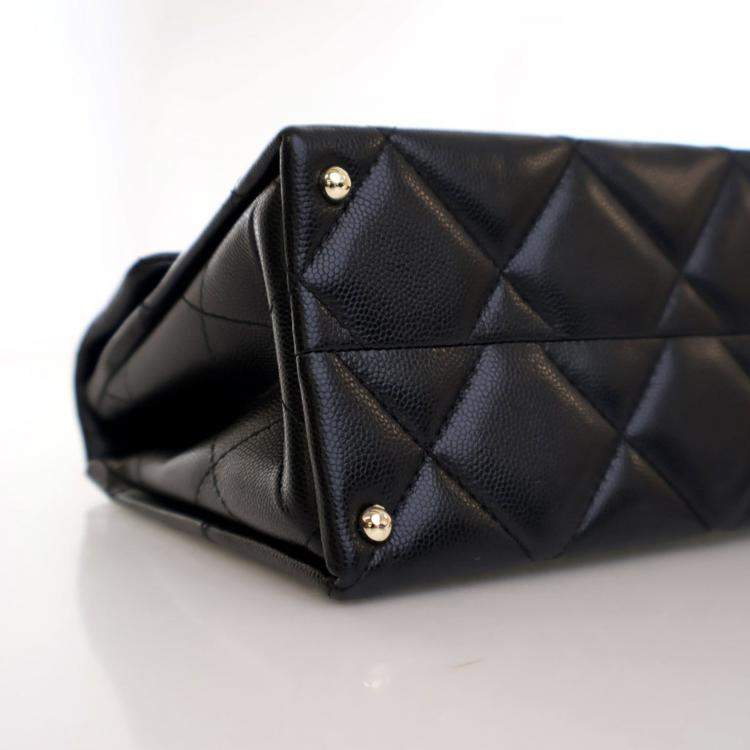 Pre Owned Chanel Mini Black Caviar Retro Twist Top Handle Bag