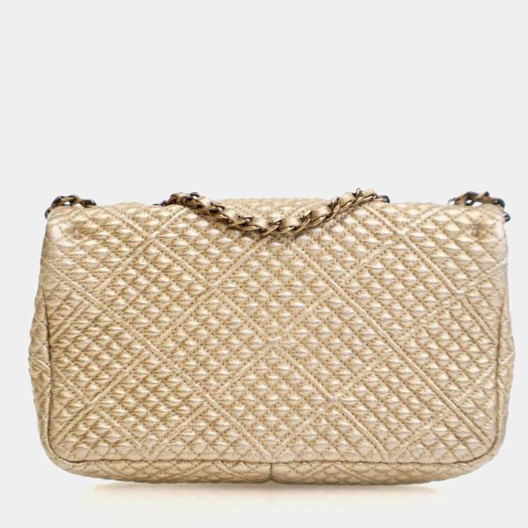 Pre Owned Chanel Small Gold Lambskin Coin Flap Bag