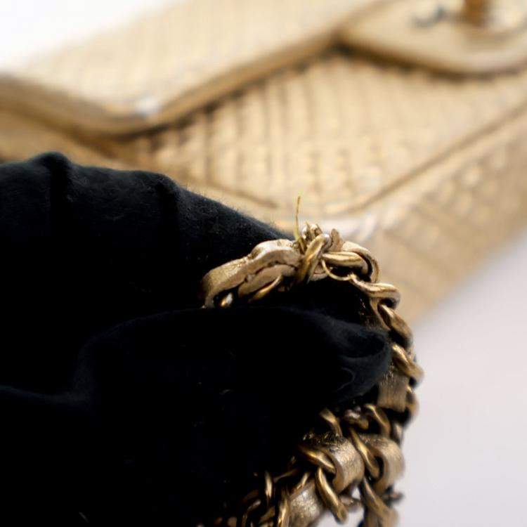 Pre Owned Chanel Small Gold Lambskin Coin Flap Bag