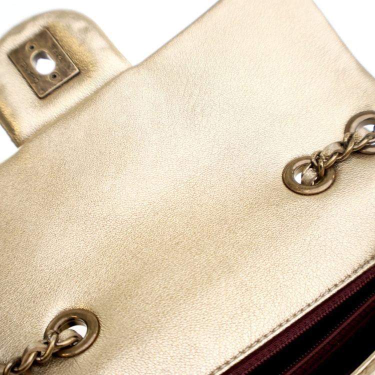 Pre Owned Chanel Small Gold Lambskin Coin Flap Bag