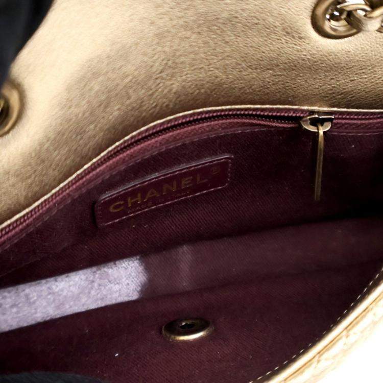 Pre Owned Chanel Small Gold Lambskin Coin Flap Bag