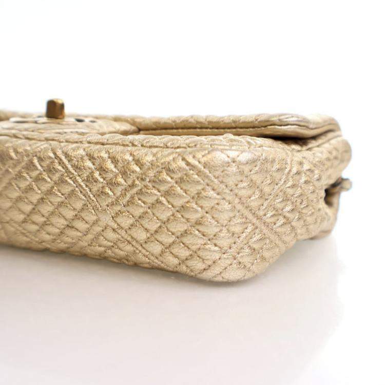 Pre Owned Chanel Small Gold Lambskin Coin Flap Bag