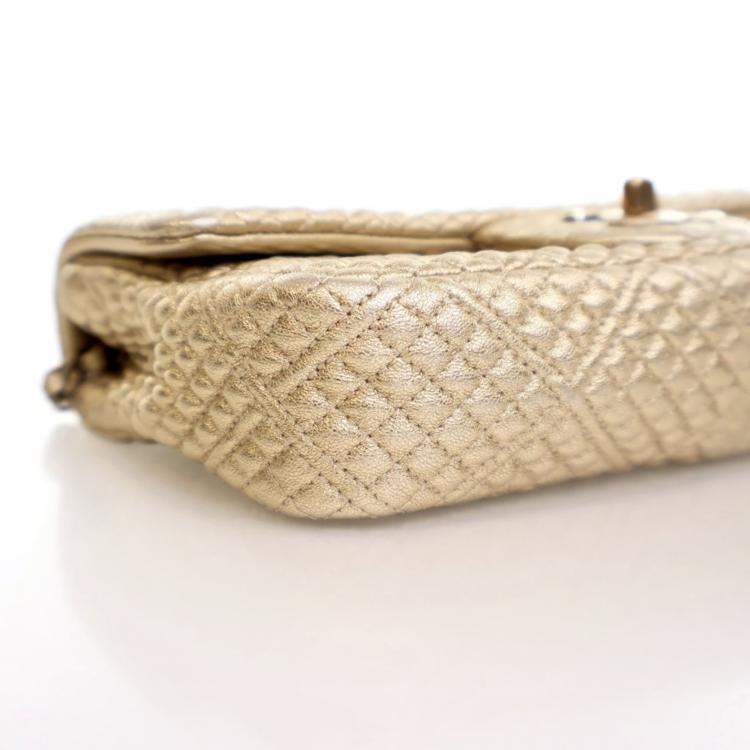 Pre Owned Chanel Small Gold Lambskin Coin Flap Bag