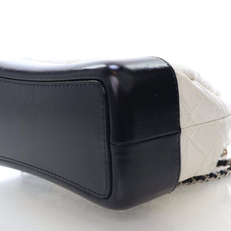 Pre Owned Chanel Small Aged Black/White Calfskin Gabrielle Backpack