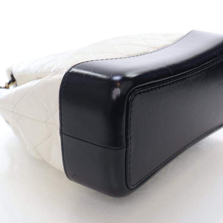 Pre Owned Chanel Small Aged Black/White Calfskin Gabrielle Backpack
