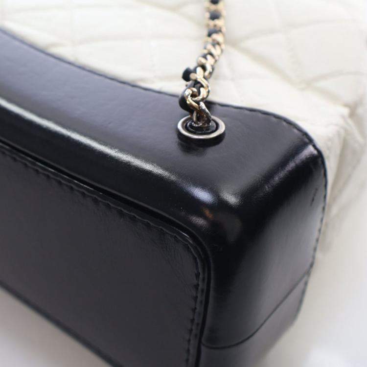 Pre Owned Chanel Small Aged Black/White Calfskin Gabrielle Backpack