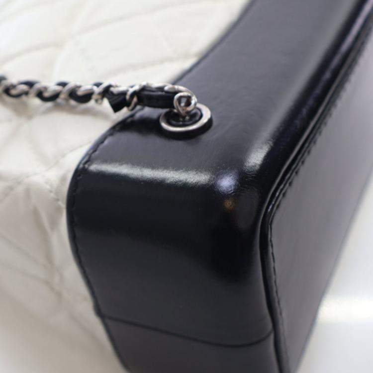 Pre Owned Chanel Small Aged Black/White Calfskin Gabrielle Backpack