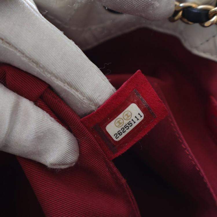 Pre Owned Chanel Small Aged Black/White Calfskin Gabrielle Backpack