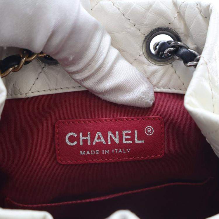 Pre Owned Chanel Small Aged Black/White Calfskin Gabrielle Backpack