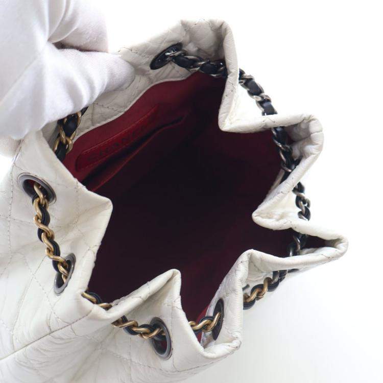 Pre Owned Chanel Small Aged Black/White Calfskin Gabrielle Backpack