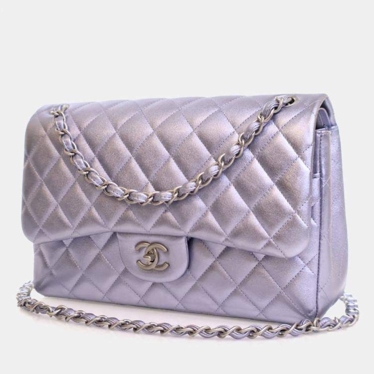 مملوكة مسبقًا Chanel Jumbo Purple Lambskin Classic Double Flap Bag