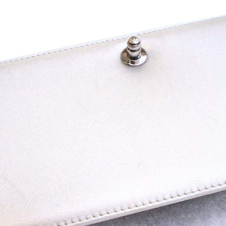 Pre Owned Chanel Medium Silver Lambskin Perforated Boy Bag