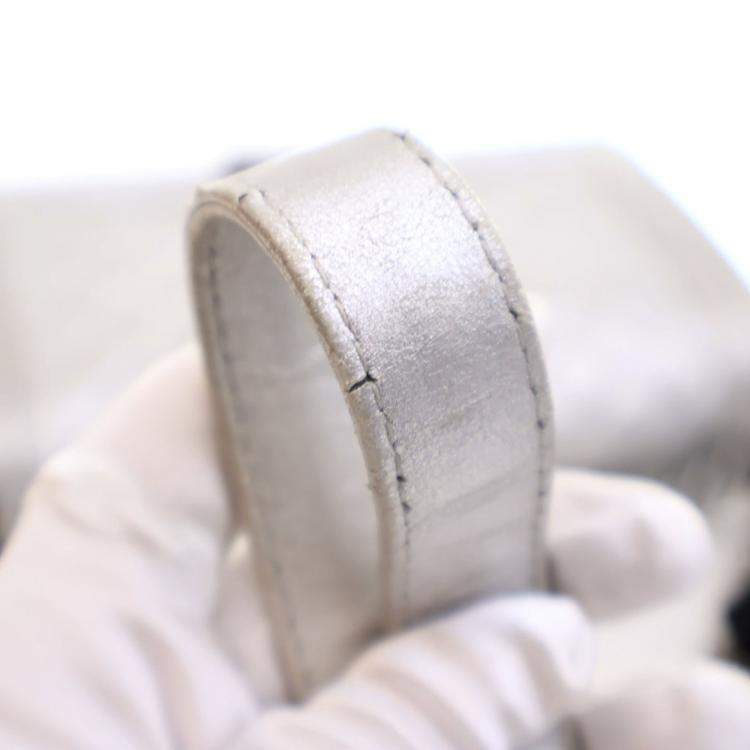 Pre Owned Chanel Medium Silver Lambskin Perforated Boy Bag