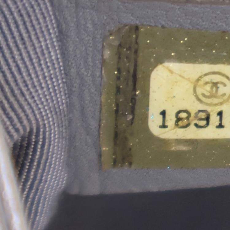 Pre Owned Chanel Medium Silver Lambskin Perforated Boy Bag