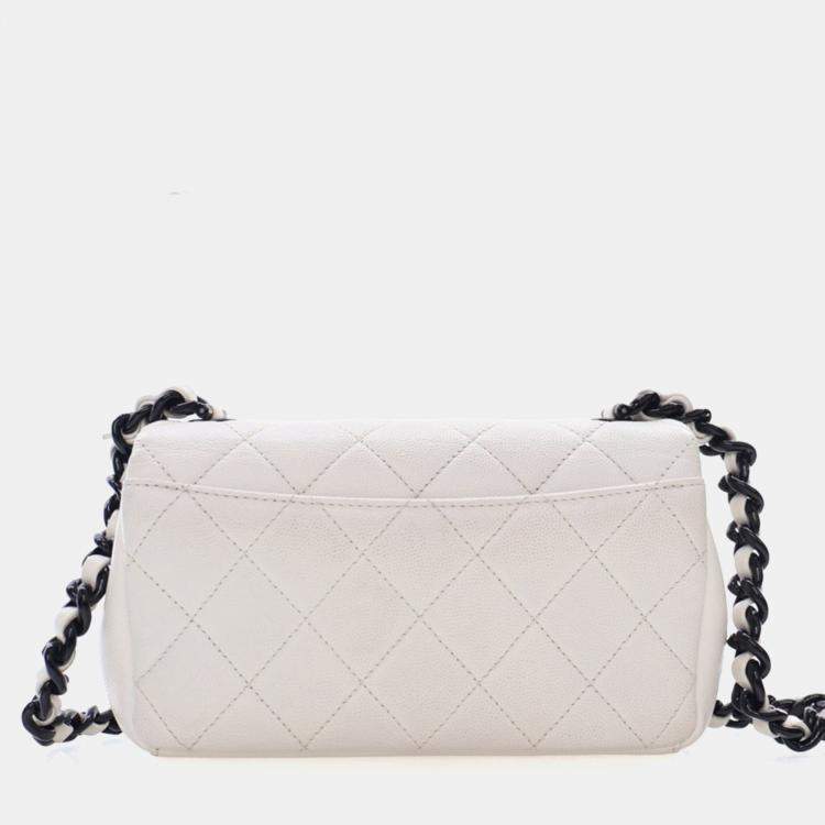 Pre Owned Chanel Small White Caviar My Everything Flap Bag