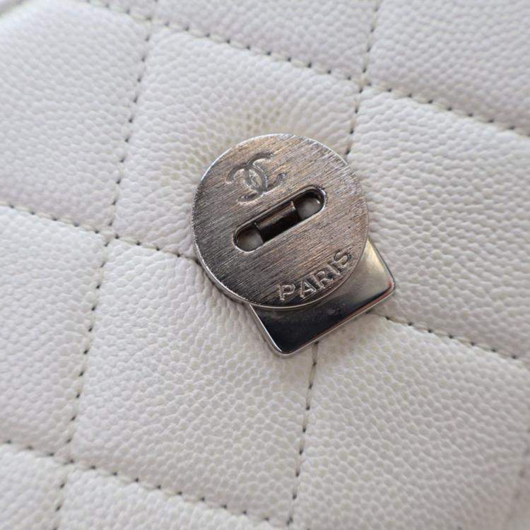 Pre Owned Chanel Small White Caviar My Everything Flap Bag