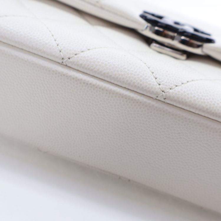Pre Owned Chanel Small White Caviar My Everything Flap Bag