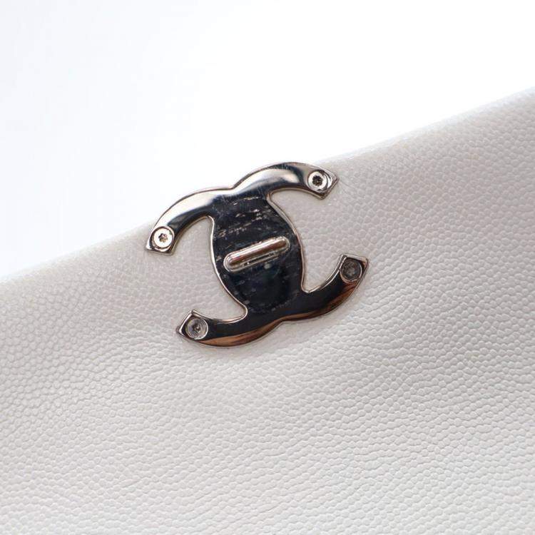 Pre Owned Chanel Small White Caviar My Everything Flap Bag